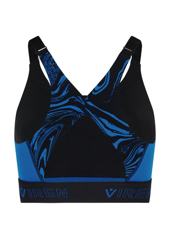 Prowess Print Block Bra - Blue Swirl